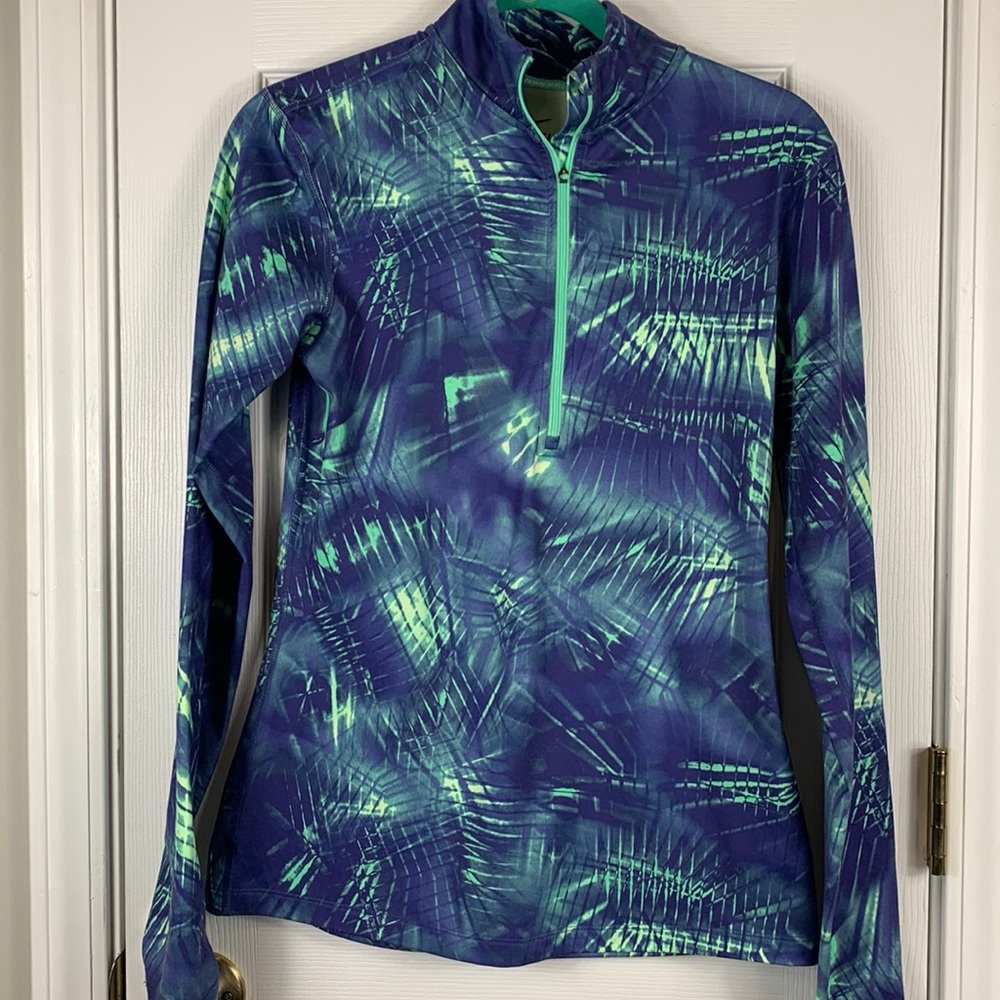 Nike Dri-Fit blue/purple/green long sleeved pullover jacket size med. may run sm